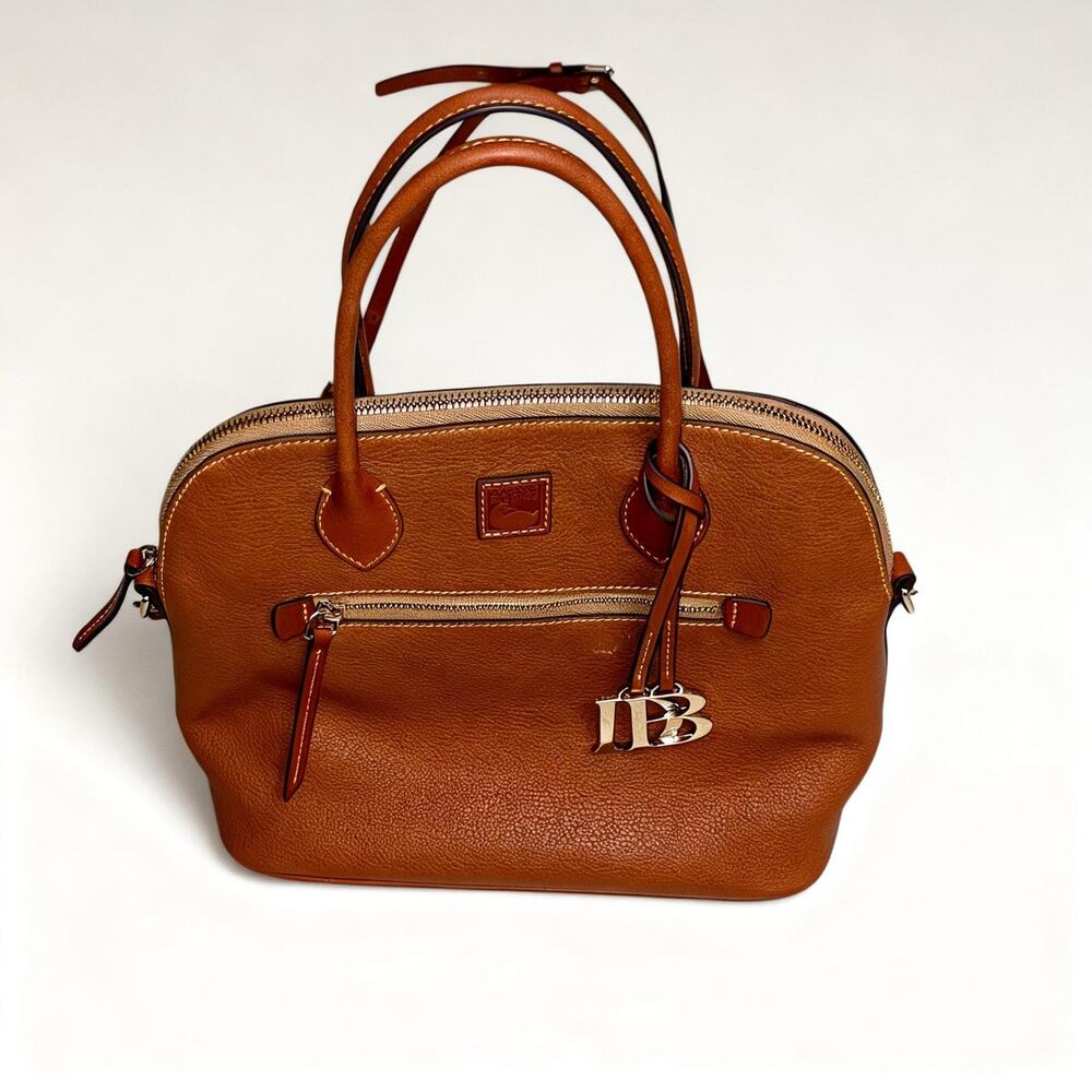 Dooney & Bourke Brown Pebbled Leather Satchel Crossbody Shoulder Bag